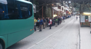 Queing for buses at Aguas Calientes